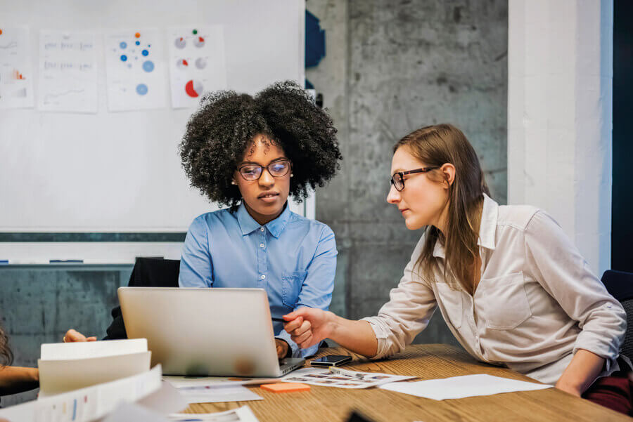 Coworkers discussing in the office
