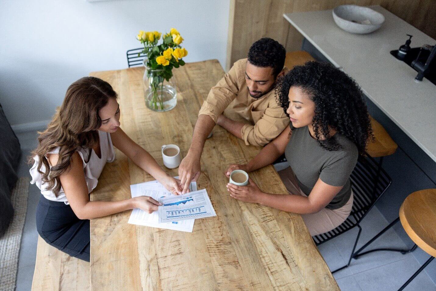 Colleagues at a support hub meeting.